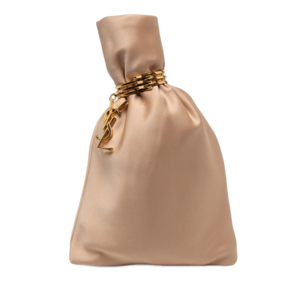 Pre-Loved Saint Laurent Satin Monogram Evening Pouch